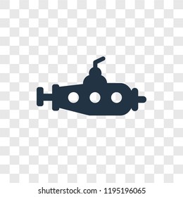 Submarine Facing Right vector icon isolated on transparent background, Submarine Facing Right transparency logo concept