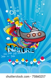 submarine fantasy vector ilustration