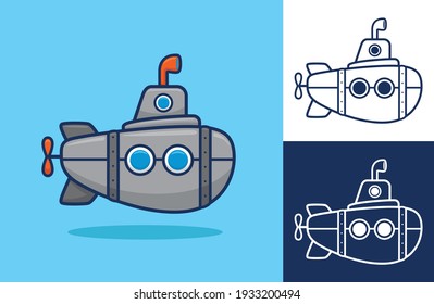 Submarine Flat Cartoon Vector Icon Illustration Stock Vector (royalty 