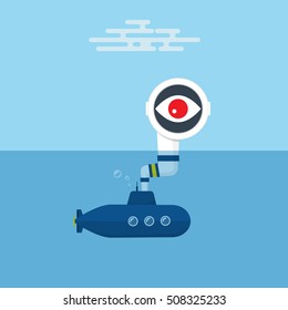 Submarine Flat Design. Vector illustration