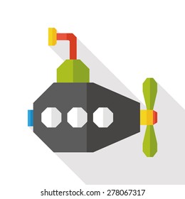 Submarine flat icon with long shadow