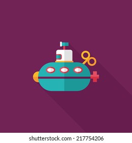 Submarine flat icon with long shadow,eps10