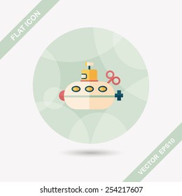 Submarine flat icon with long shadow,eps10