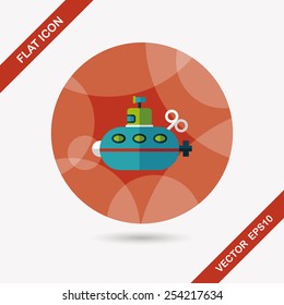 Submarine flat icon with long shadow,eps10