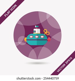 Submarine flat icon with long shadow,eps10