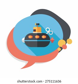 Submarine flat icon with long shadow,eps10