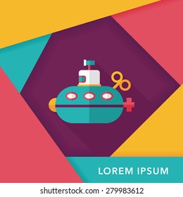 Submarine flat icon with long shadow,eps10