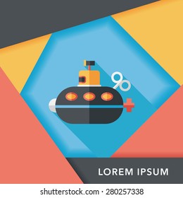 Submarine flat icon with long shadow,eps10