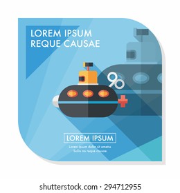 Submarine flat icon with long shadow,eps10