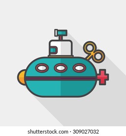 Submarine flat icon with long shadow,eps10