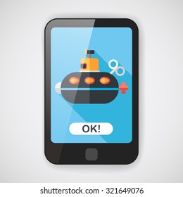 Submarine flat icon with long shadow,eps10