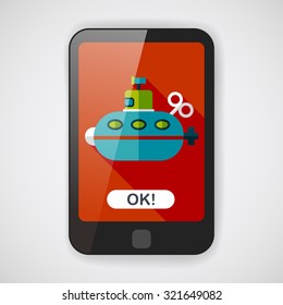 Submarine flat icon with long shadow,eps10