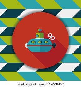 Submarine flat icon with long shadow,eps10