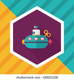 Submarine flat icon with long shadow,eps10