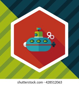 Submarine flat icon with long shadow,eps10