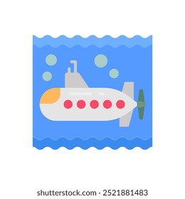 Submarine Flat Icons, Vector illustration