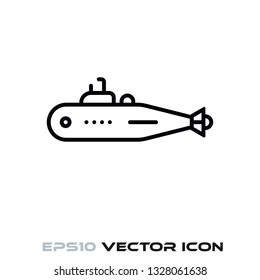 Icono de línea plana submarina