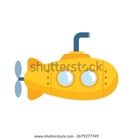 Submarine flat vector illustration on a white background
