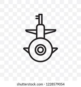 Submarine Front View vector linear icon isolated on transparent background, Submarine Front View transparency concept can be used for web and mobile