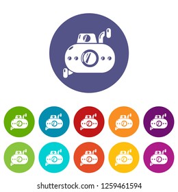 Submarine fun icons color set vector for any web design on white background