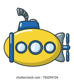 Submarine funny icon. Cartoon illustration of submarine funny vector icon for web