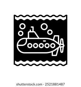 Submarine Glyph Icon, Vector illustration