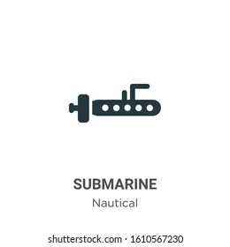 Submarine glyph icon vector on white background. Flat vector submarine icon symbol sign from modern nautical collection for mobile concept and web apps design.