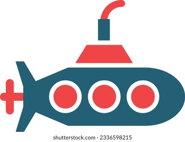 Submarine Glyph Two Color Icon For Personal And Commercial Use.
