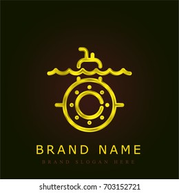 Submarine golden metallic logo