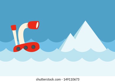 submarine and iceberge, vector