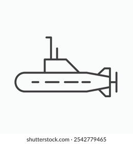 Ícone submarino em traçado contornado em preto e branco