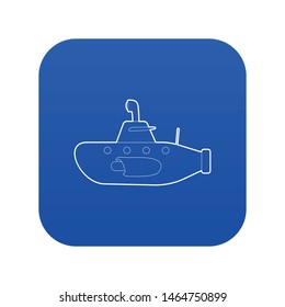 Submarine icon blue vector isolated on white background