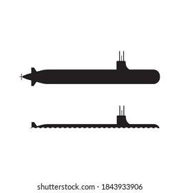 Submarine Icon. Clip Art Pictogram Depicting Whole and Underwater Military Submarine Vessel. EPS Vector