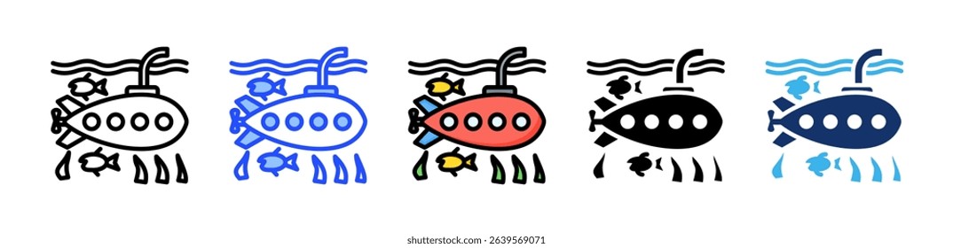 Submarine Icon Collection With Multiple Styles