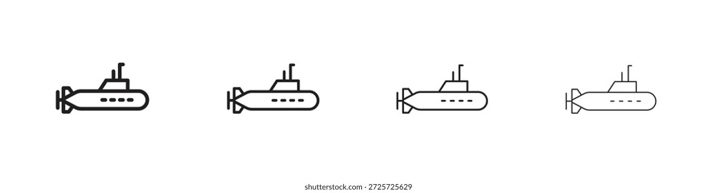Concepto de icono submarino. Símbolo de línea delgada. Vector de estilo de contorno simple