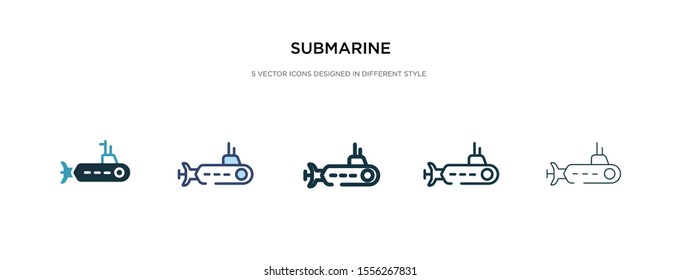 submarine icon in different style vector illustration. two colored and black submarine vector icons designed in filled, outline, line and stroke style can be used for web, mobile, ui