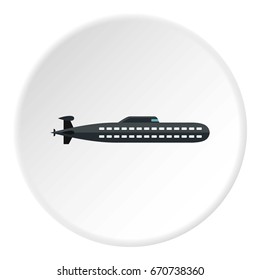 Submarine icon in flat circle isolated vector illustration for web