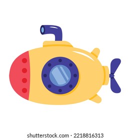 Un icono submarino en diseño plano 