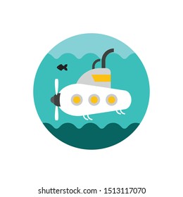 Submarine icon. flat illustration of submarine vector icon.