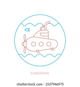 Submarine icon. flat illustration of submarine vector icon.