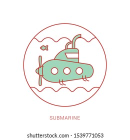 Submarine icon. flat illustration of submarine vector icon.