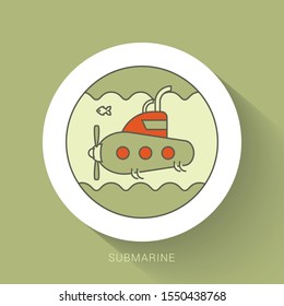 Submarine icon. flat illustration of submarine vector icon.