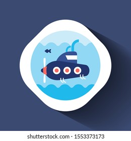 Submarine icon. flat illustration of submarine vector icon.