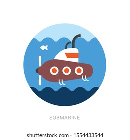 Submarine icon. flat illustration of submarine vector icon.