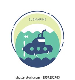 Submarine icon. flat illustration of submarine vector icon.