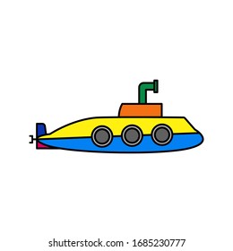 icono submarino. ilustración plana del icono del vector submarino. ilustración vectorial sobre fondo blanco