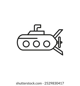 Submarine icon flat line symbol set.