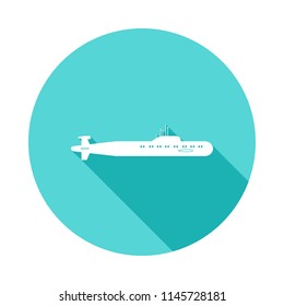 Submarine icon in Flat long shadow. One of Ships collection icon can be used for UI/UX