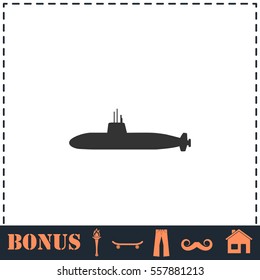 Submarine icon flat. Simple vector symbol and bonus icon