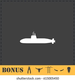 Submarine icon flat. Simple vector symbol and bonus icon